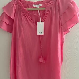 Pink blouse size small but generous cut.
